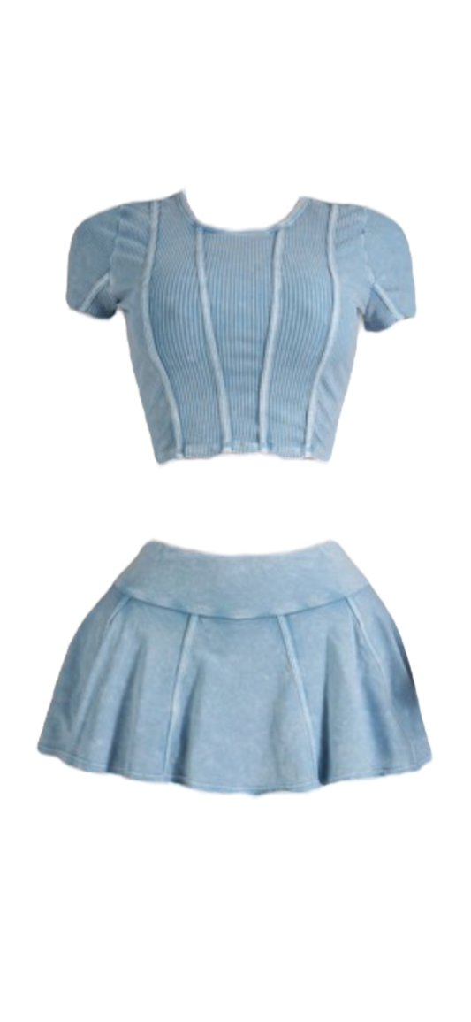 On Chill Ribbed Skirt Set