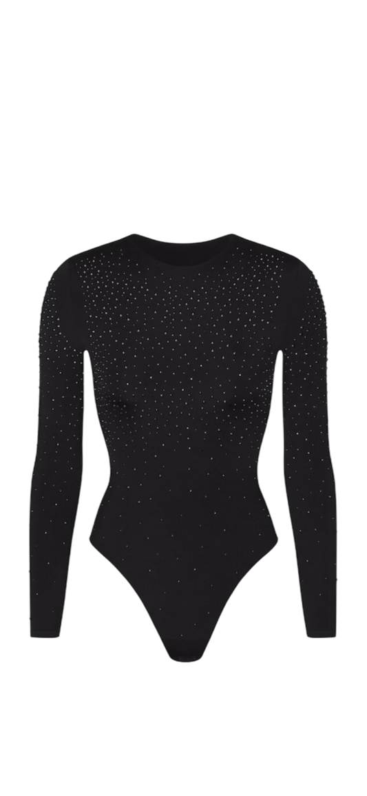 SKIMS x Swarovski Jelly Sheer Long Sleeve Crew Neck Bodysuit